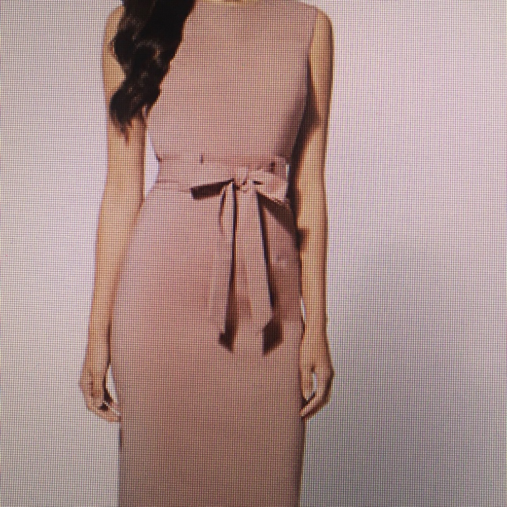 Powder pink tie-waist sheath stretch dress